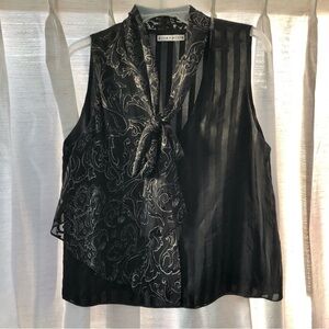 Alice & Olivia asymmetrical tie neck blouse tank topsleeveless